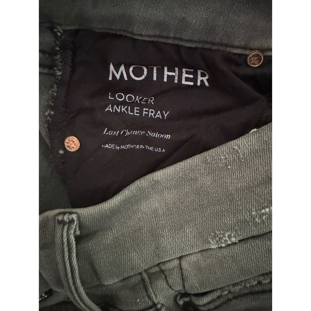 Mother Looker Ankle Fray Jeans Last Chance Saloon Grey Distressed Skinny Size 26 - Picture 5 of 9